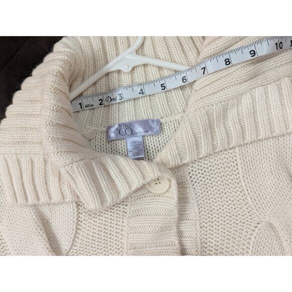 Gorgeous chunky cream colored fisherman's style sweater by Nine & Co size L - Picture 7 of 8